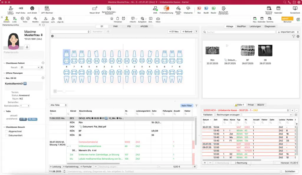 tomedo®.Dental Screenshot All-in-one-Kartei