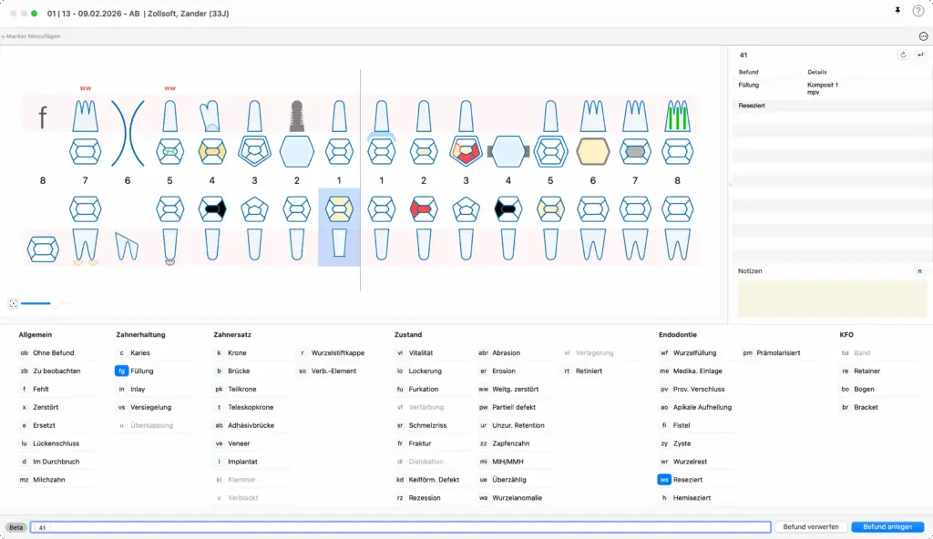 tomedo®.Dental Screenshot Befund